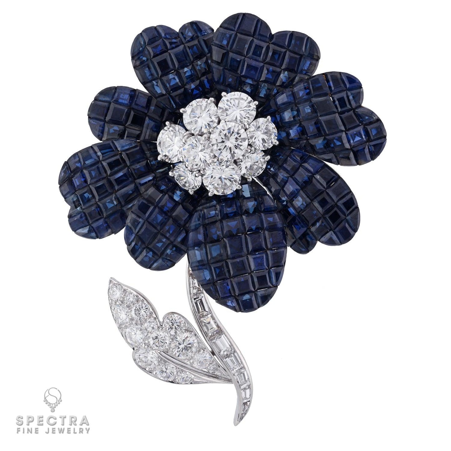 Van Cleef & Arpels Mystery-set Sapphire Diamond Flower Brooch