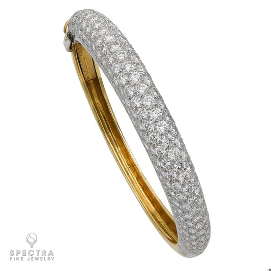 Van Cleef & Arpels Vintage Diamond Pave Bombe Bangle Bracelet