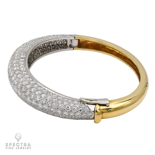 Van Cleef & Arpels Vintage Diamond Pave Bombe Bangle Bracelet