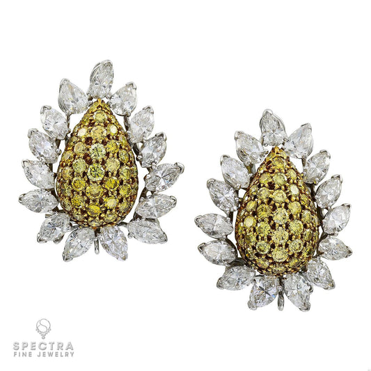 Van Cleef & Arpels Yellow and White Diamond Flower Earrings