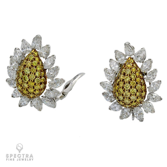 Van Cleef & Arpels Yellow and White Diamond Flower Earrings