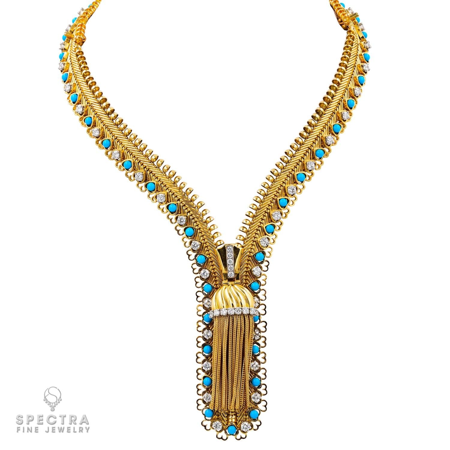 Van Cleef & Arpels Zip Diamond Turquoise Necklace