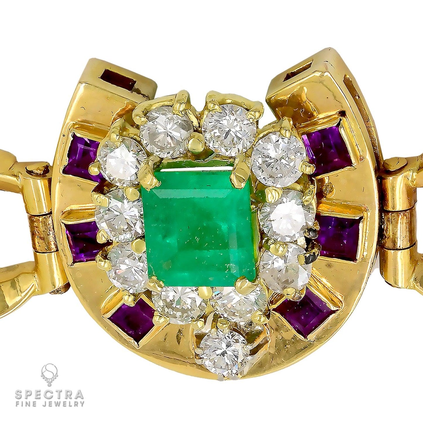 Vintage French 18k Gold Gemstone Bracelet