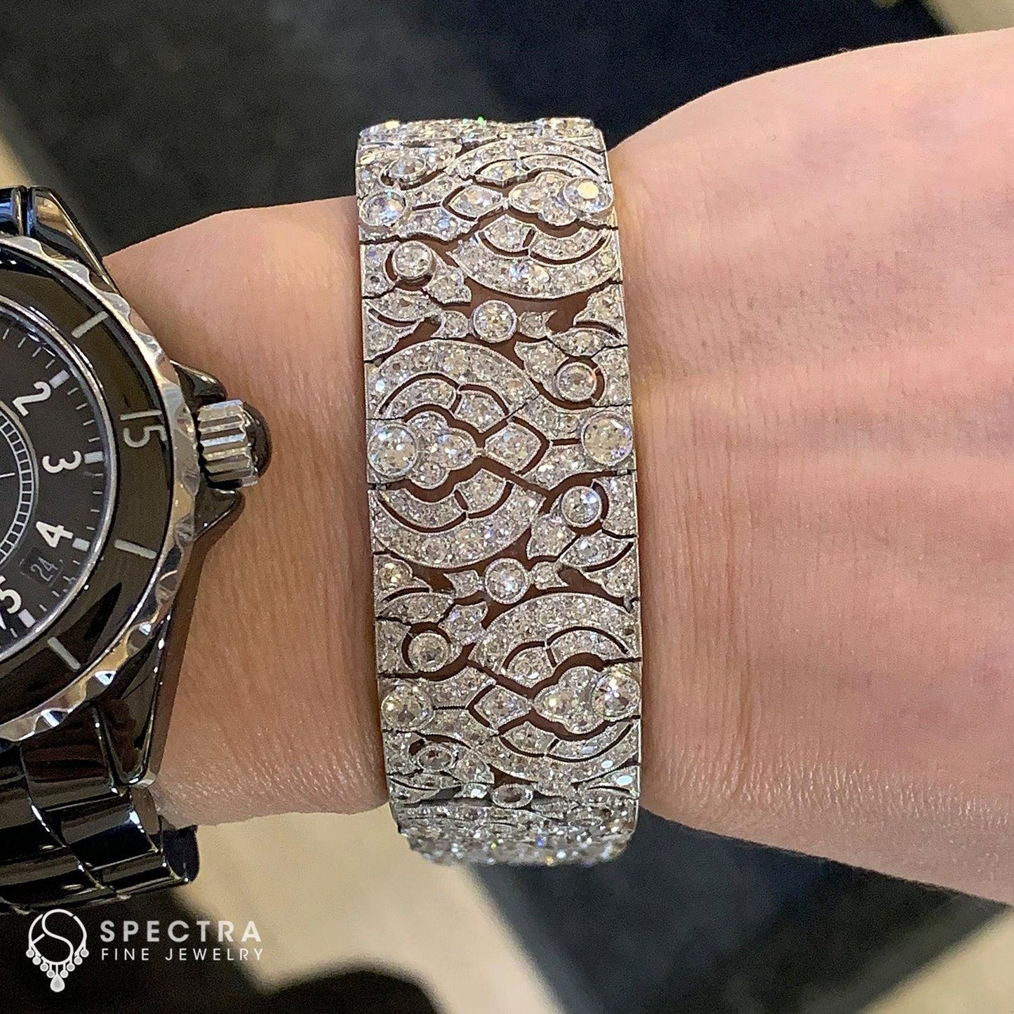 Vintage French Art Deco Articulated Diamond Bracelet