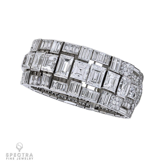Vintage French Deco Diamond Articulated Bracelet