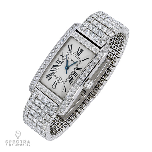 Cartier 'Tank Americaine' Diamond Wristwatch