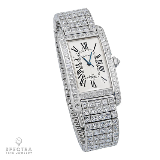 Cartier 'Tank Americaine' Diamond Wristwatch