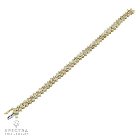 4.05 ct Three-Row Diamond Tennis Bracelet in 18K Yellow Gold – Contemporary Fine Jewelry