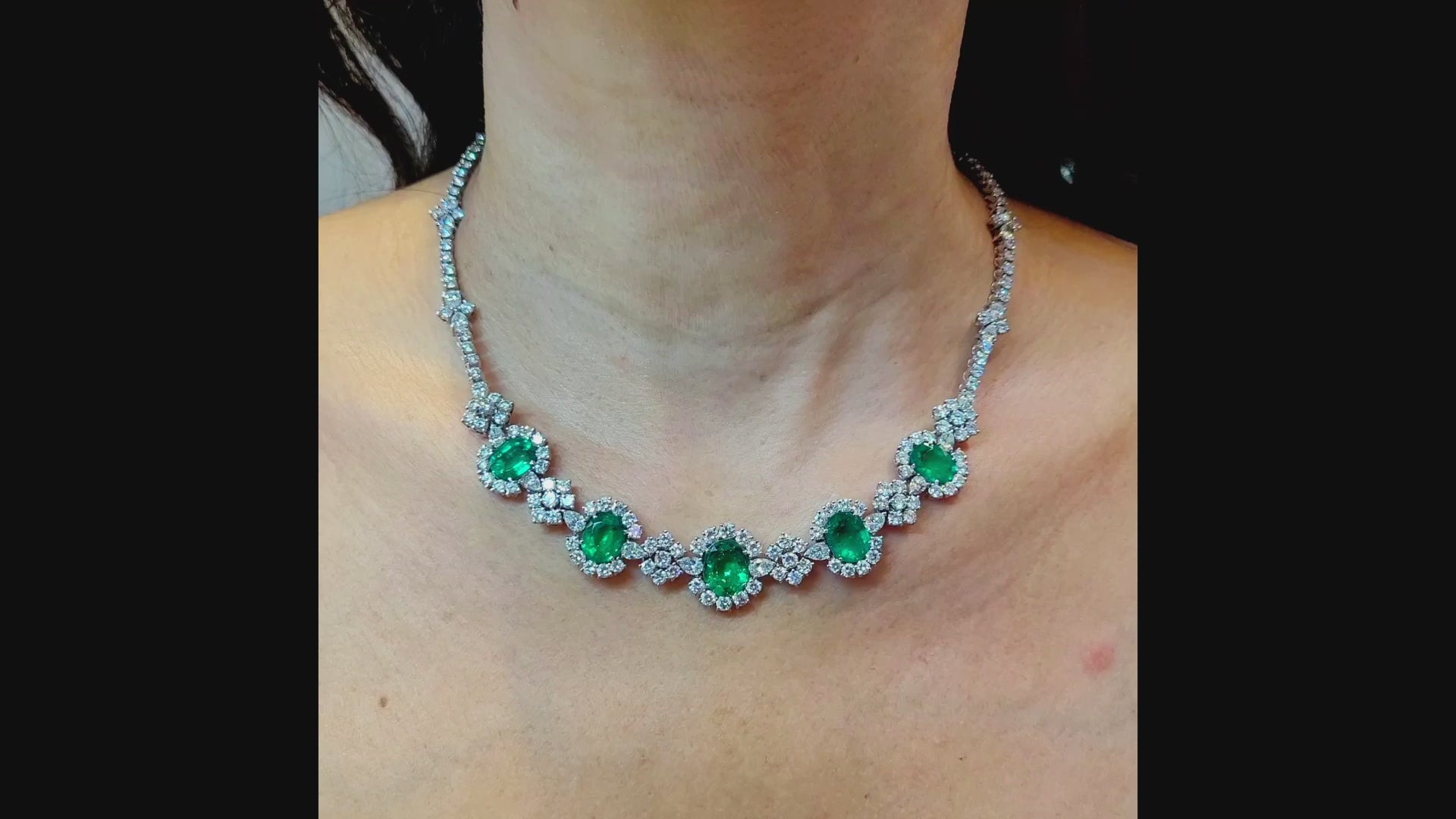 Emerald Diamond Collar Necklace: The Jewel of Kings in 18kt White Gold