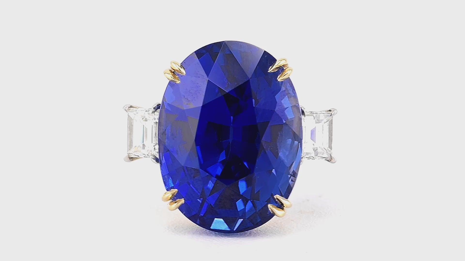 37.84 ct. Oval Ceylon No Heat Sapphire Diamond Ring