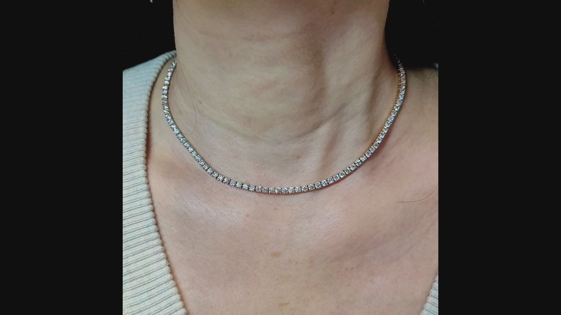 11.82ct Diamond and 14kt Rose Gold Tennis Necklace