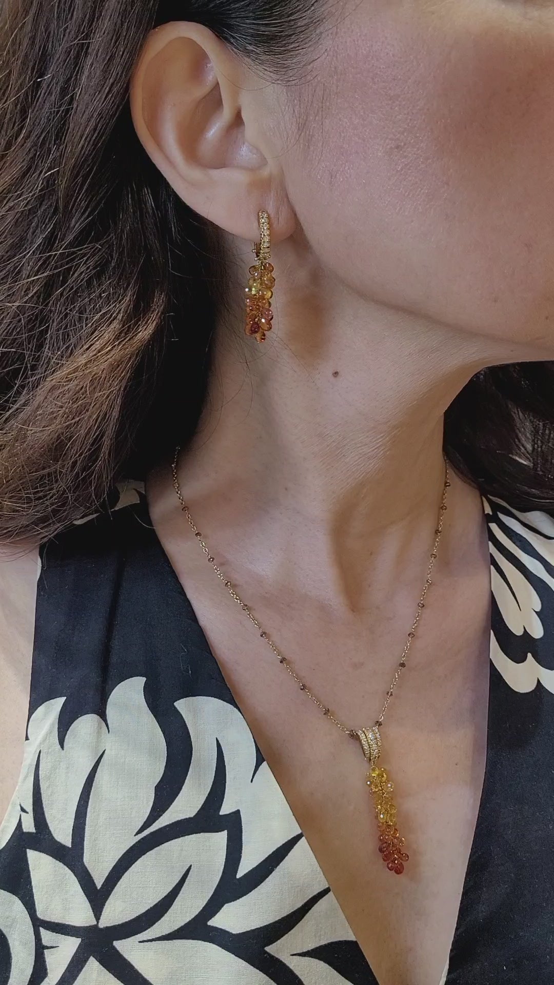 Adamas Milano Diamond Necklace Drop Earrings Demi Parure Suite