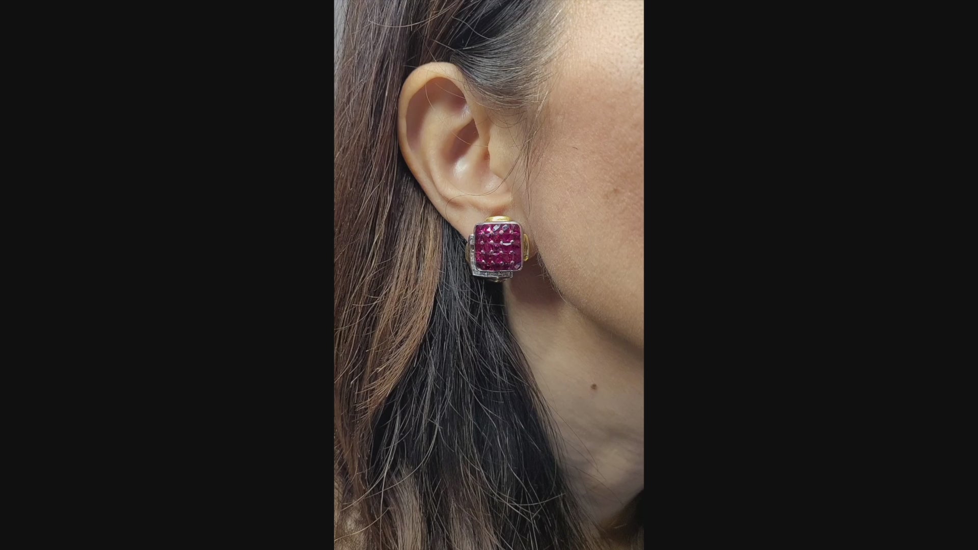 David Webb Inspired: Contemporary Ruby and Diamond Earrings