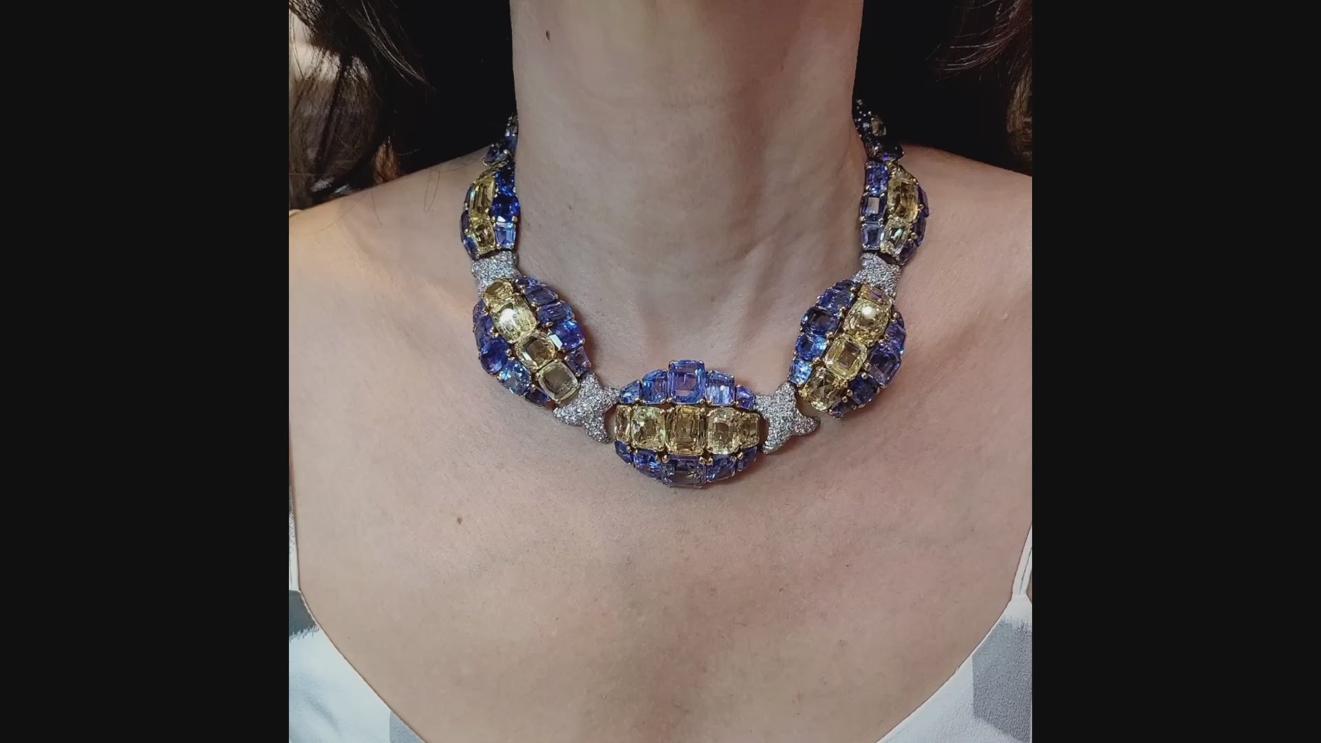 David Webb Contemporary Multi-colored Sapphire Collar Necklace