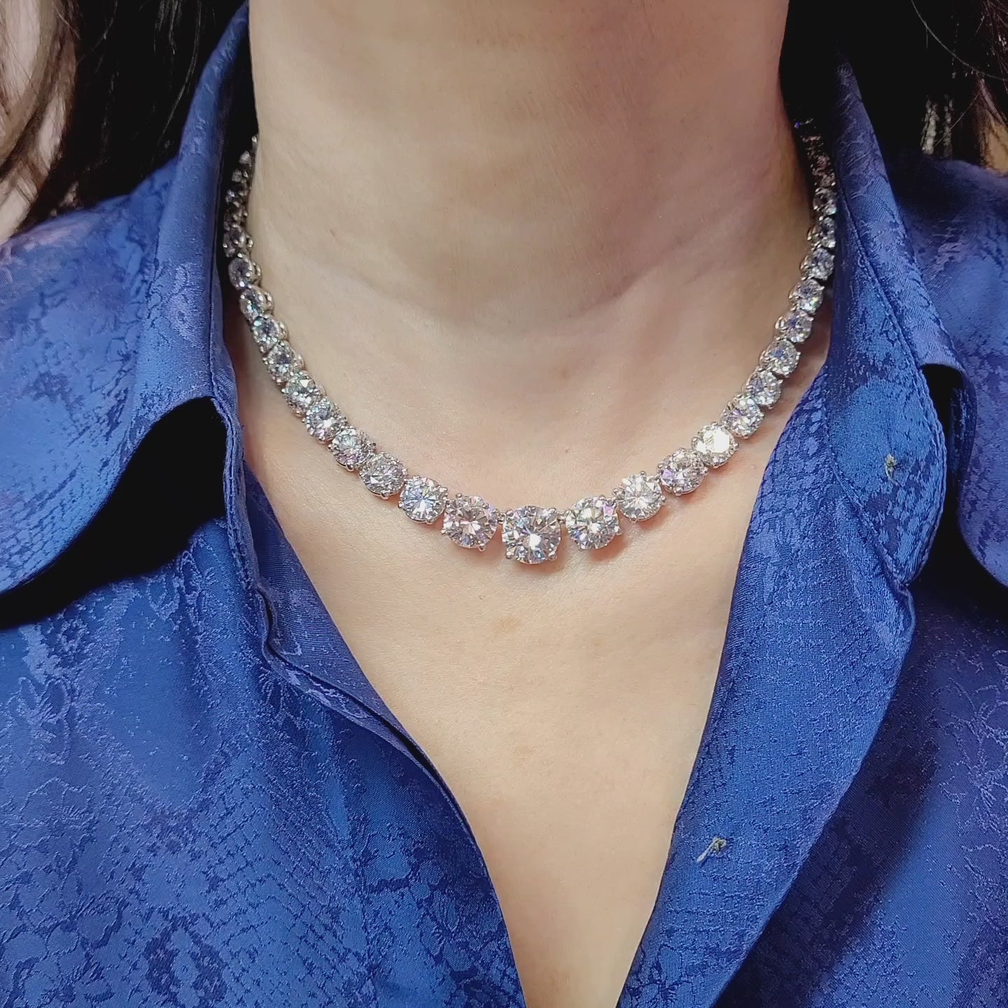 Cartier Monture Platinum Diamond Riviera Necklace, 57.0 Carats
