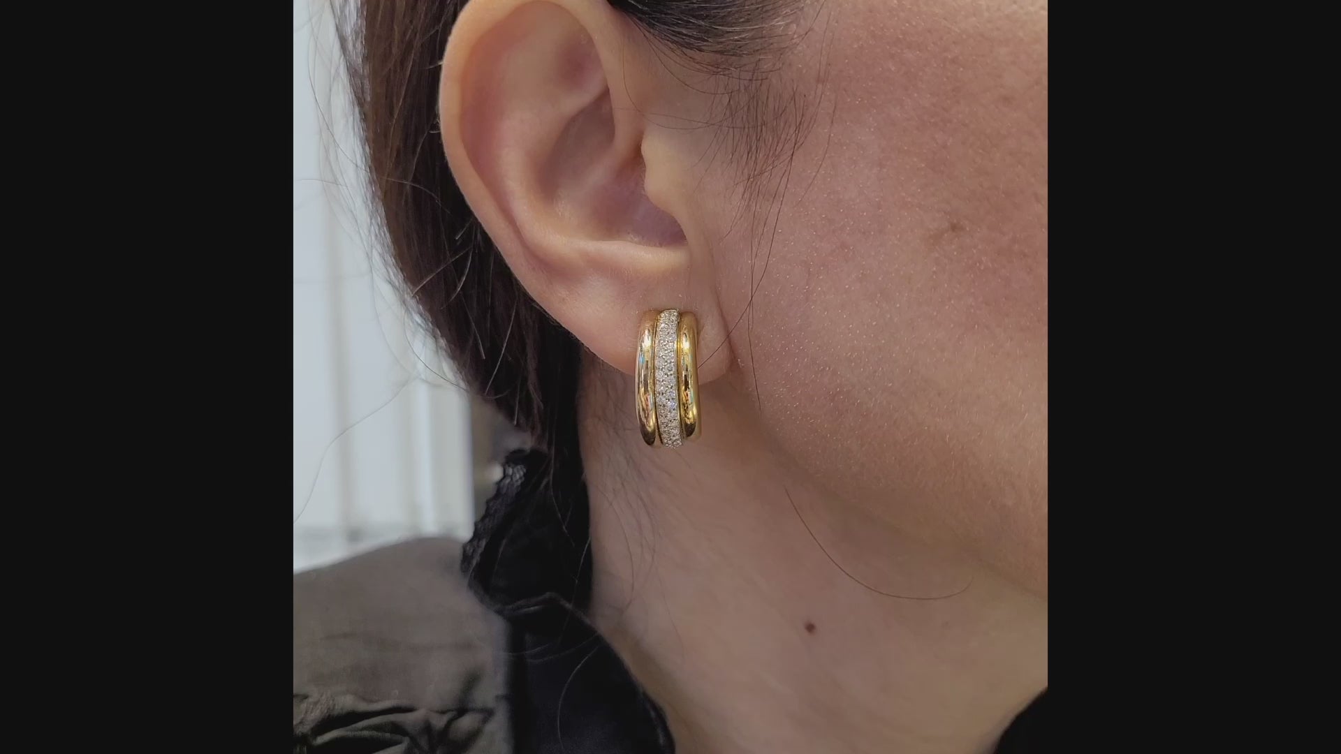 Cartier Trinity Vintage Diamond Pavé Fluted Half Hoop Earrings