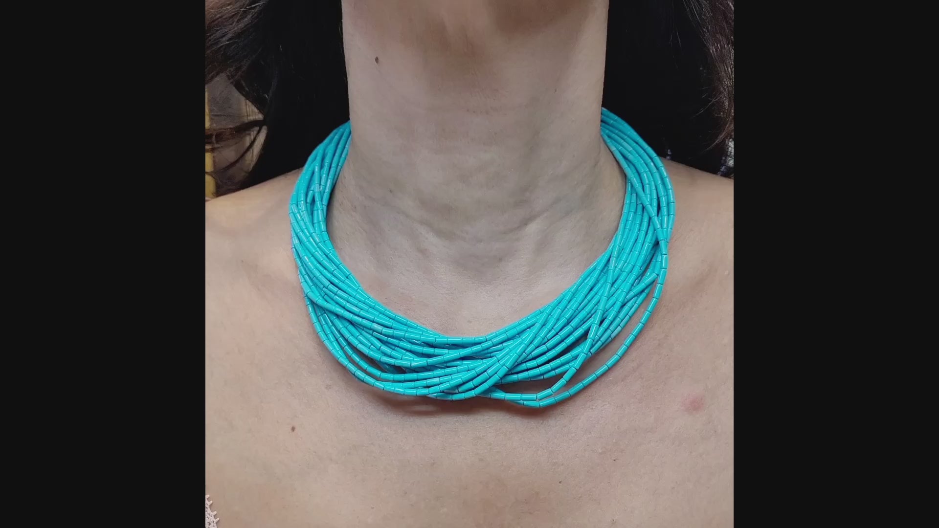 Contemporary Turquoise Elegance: Multi-Strand Collar Necklace