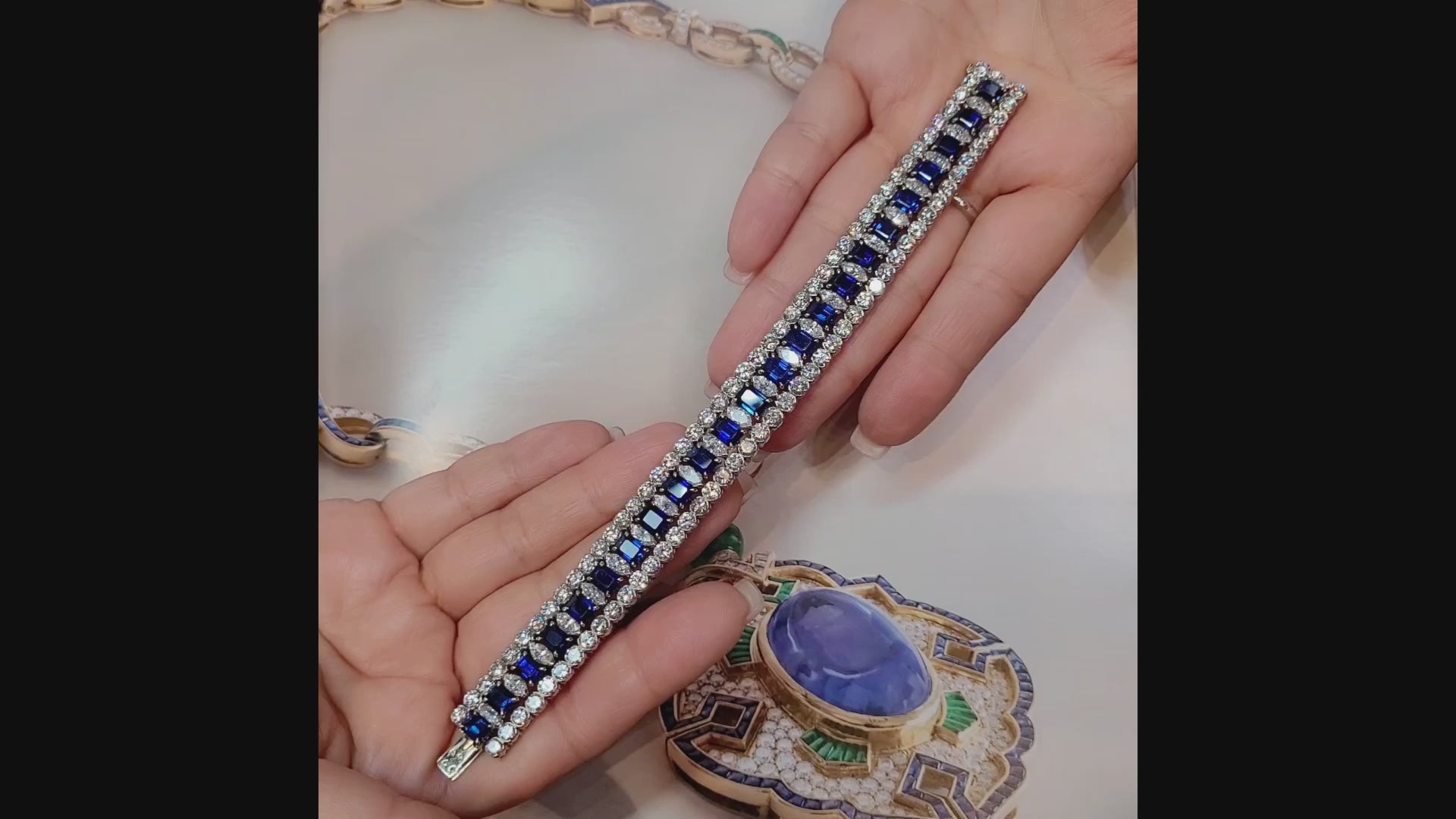 Van Cleef & Arpels Sapphire & Diamond Bracelet in Platinum – 28 ct Total