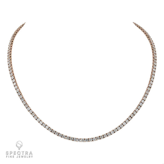 11.82ct Diamond and 14kt Rose Gold Tennis Necklace
