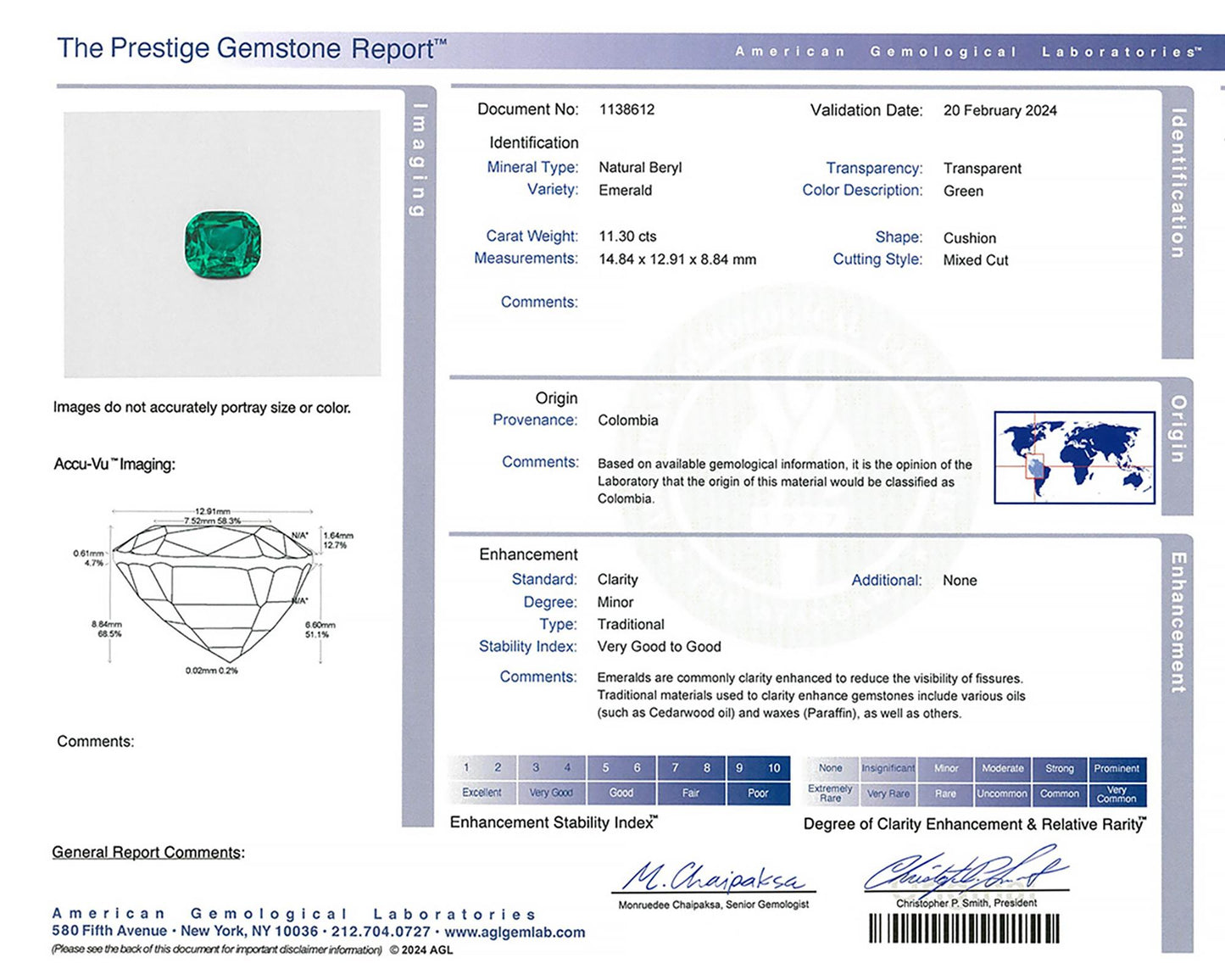 Spectra Fine Jewelry 11.30ct Colombian Emerald Diamond Ring