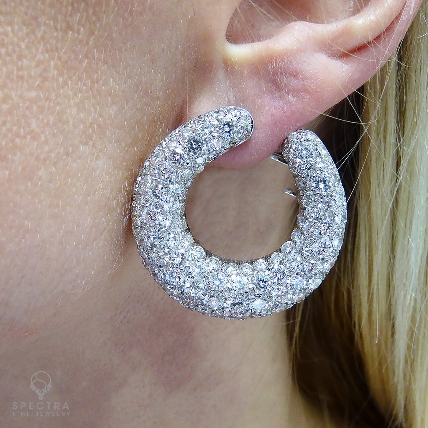 18.19 carats Diamond Pavé Earrings