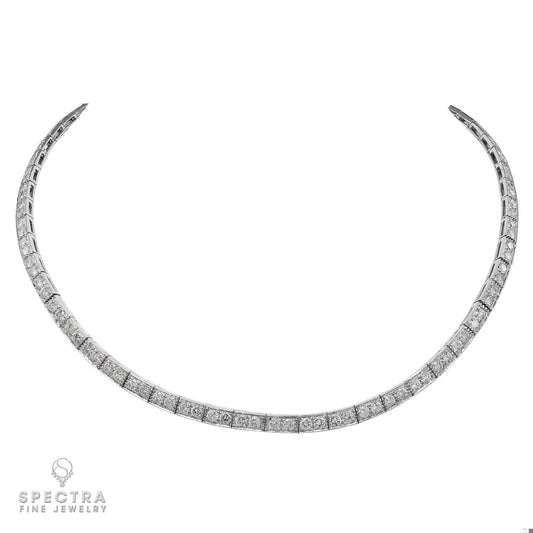 18K White Gold Diamond Necklace - 8.0 Carats Total