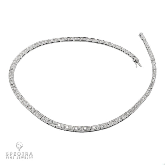 18K White Gold Diamond Necklace - 8.0 Carats Total