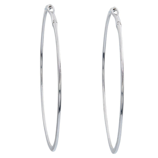 18k White Gold and Diamond Hoop Earrings