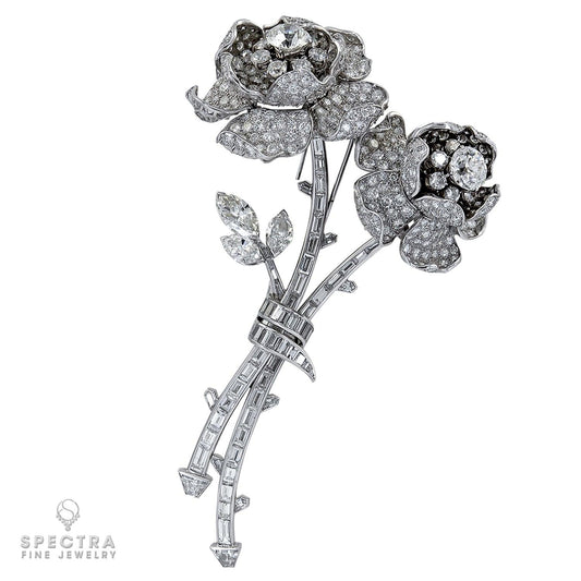 1950s Diamond Flower Brooch | French