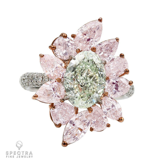 2.56ct Oval Light Green Diamond Cocktail Ring