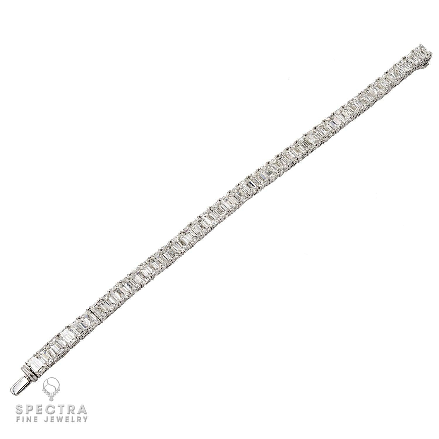 29.28 Carats Emerald Cut Diamond Tennis Bracelet by Spectra Fine Jewelry