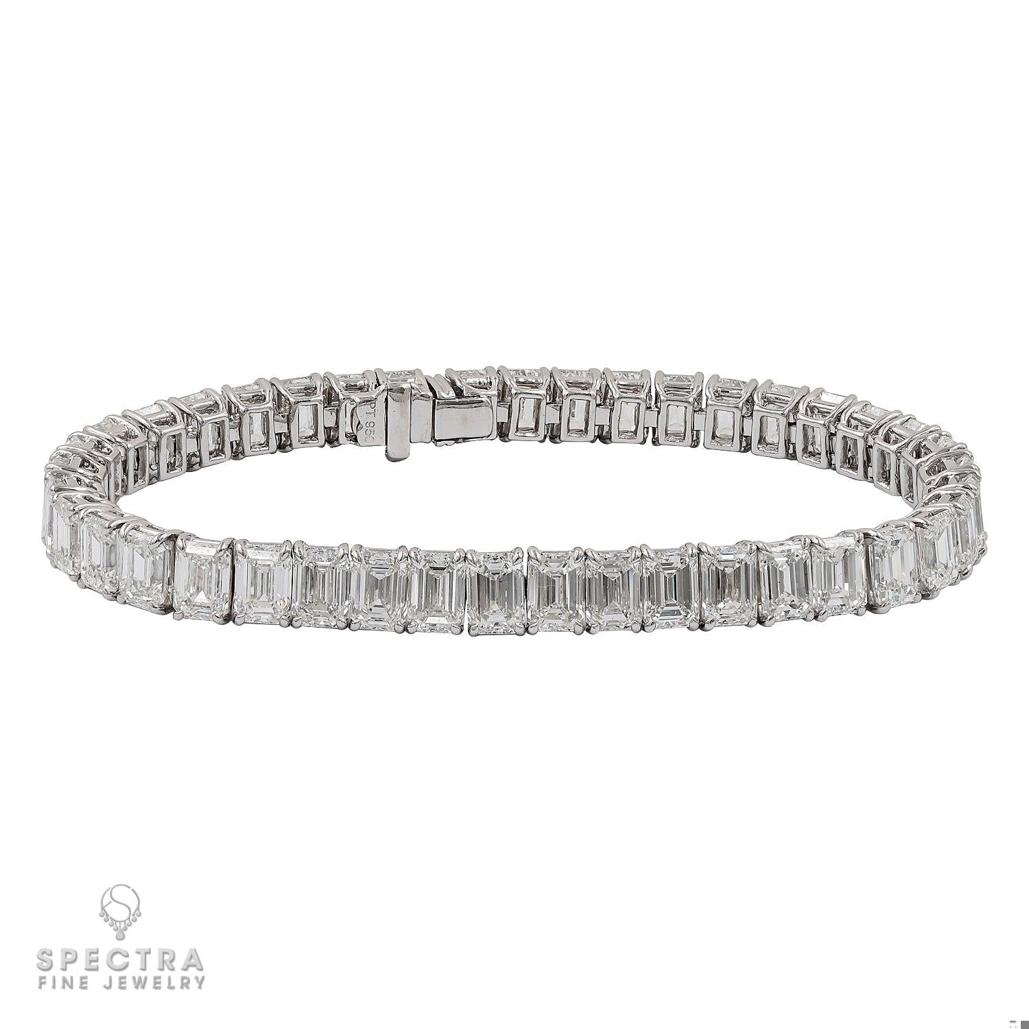 29.28 Carats Emerald Cut Diamond Tennis Bracelet by Spectra Fine Jewelry