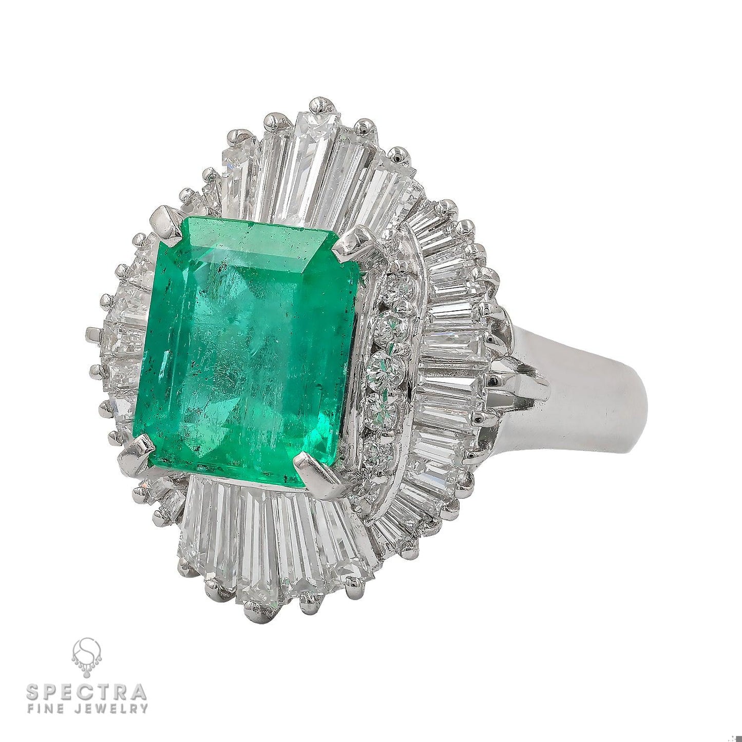 2.92ct Colombian Emerald and Diamond Platinum Ring