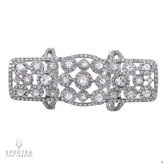3.00 Carat Diamond 18K White Gold Edwardian-Style Articulated Knuckle Ring