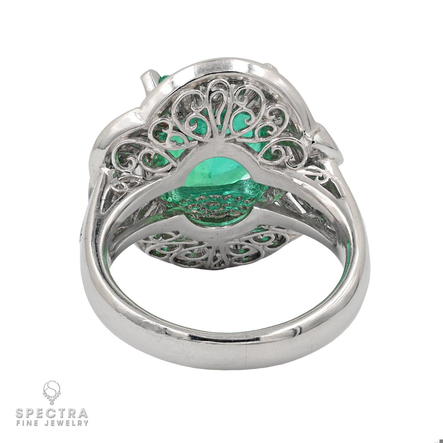 3.38ct Colombian Emerald, Diamond Platinum Ring