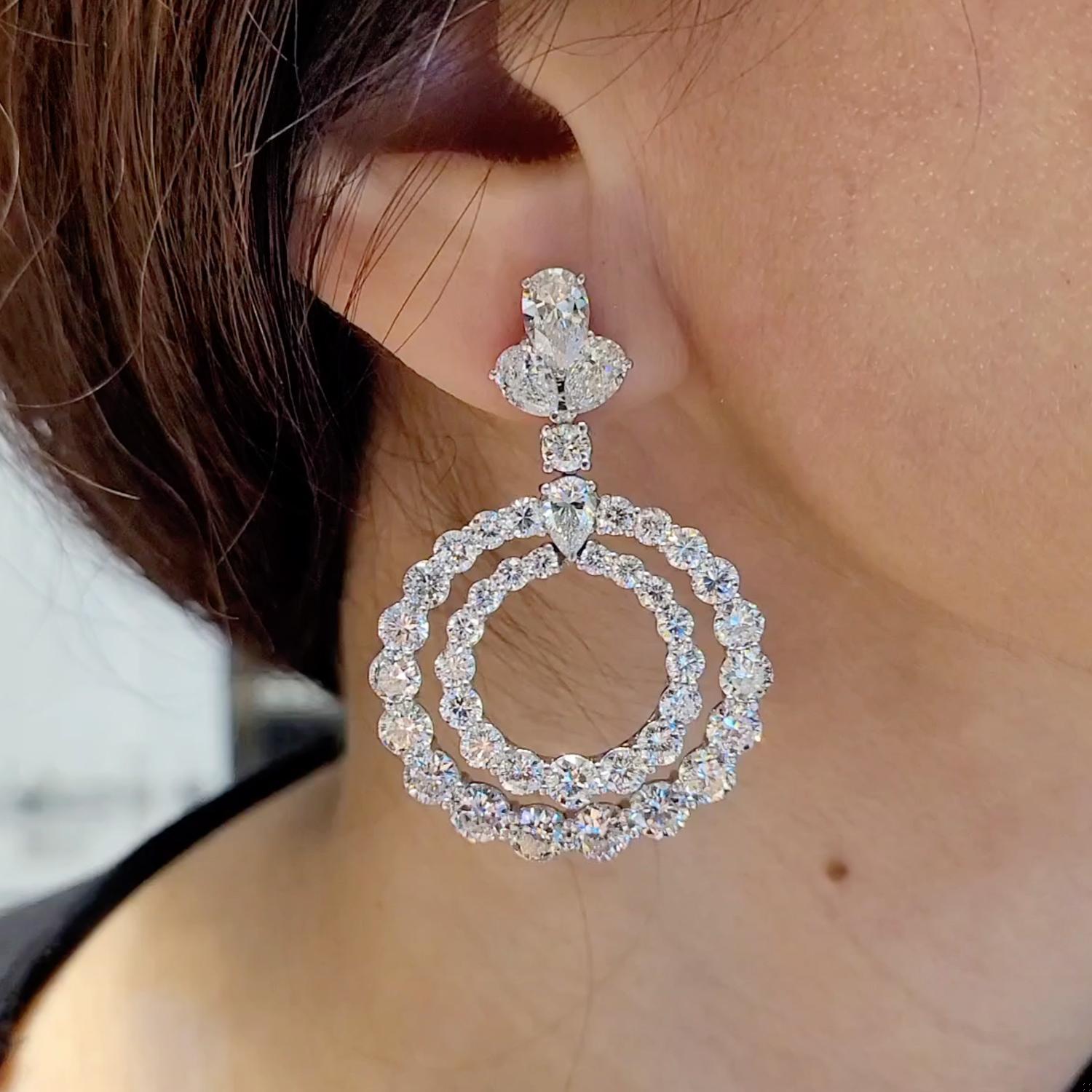 35 Carat Diamond Double Hoop Earrings