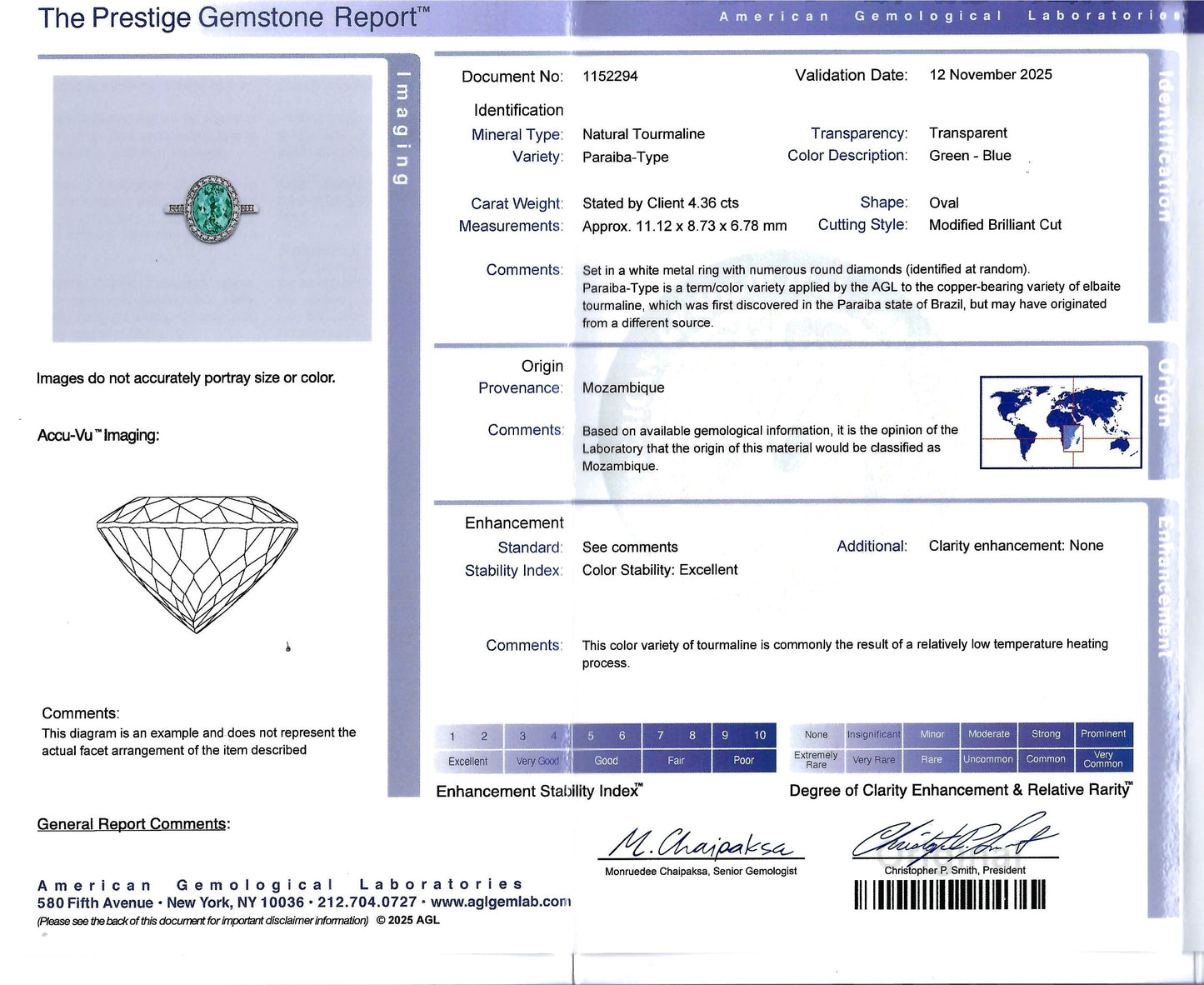 Tiffany & Co. Signed 4.36 carat Paraiba Tourmaline Diamond Ring