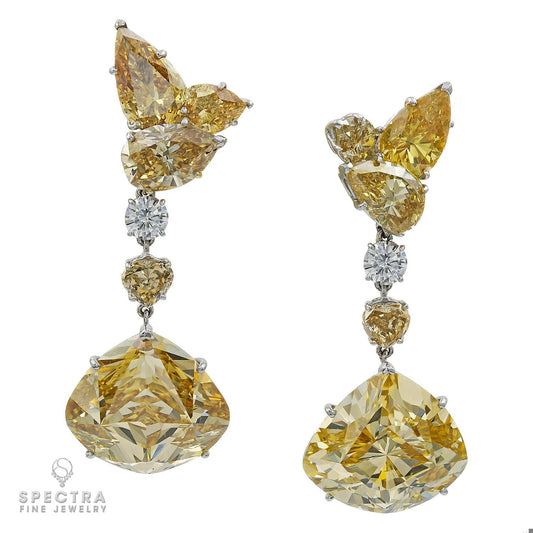 82.43 cts. Total Fancy Brown-Yellow Diamond Earrings