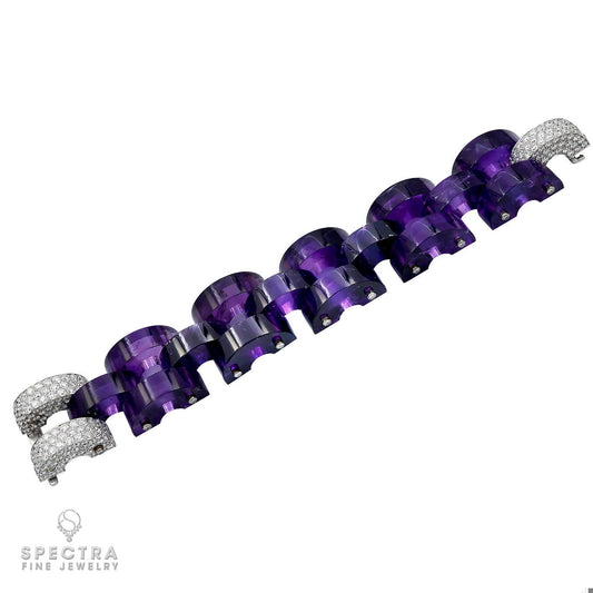 Aletto Brothers Carved Amethyst and Diamond Bracelet