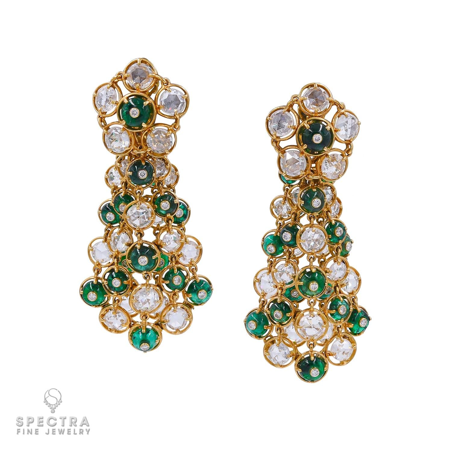 Alexandre Reza Vintage Diamond Emerald Parure Suite
