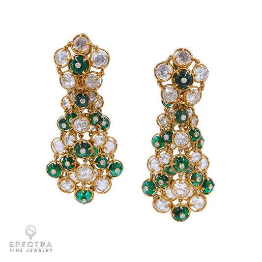 Alexandre Reza Vintage Diamond Emerald Parure Suite