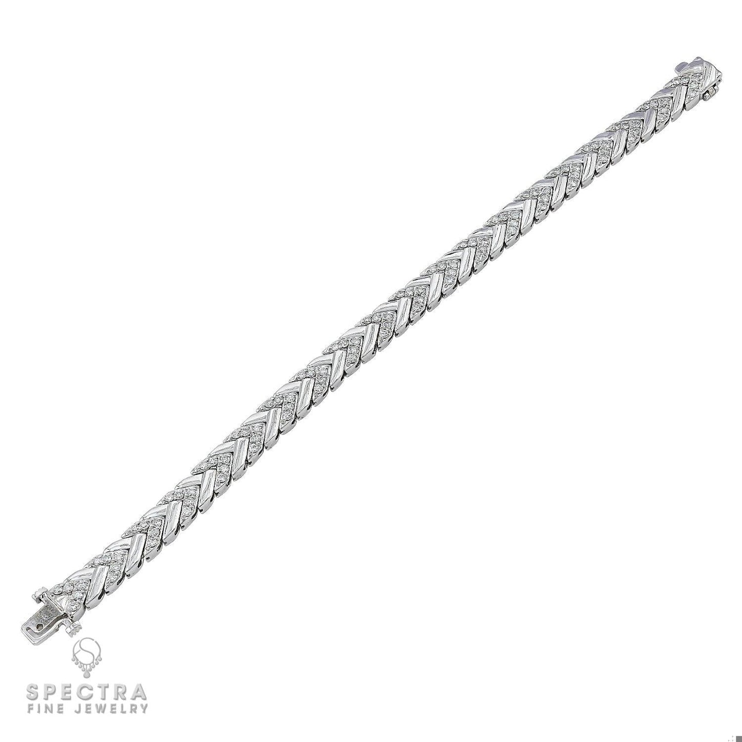 Alternating Diamond and 14kt White Gold Bracelet