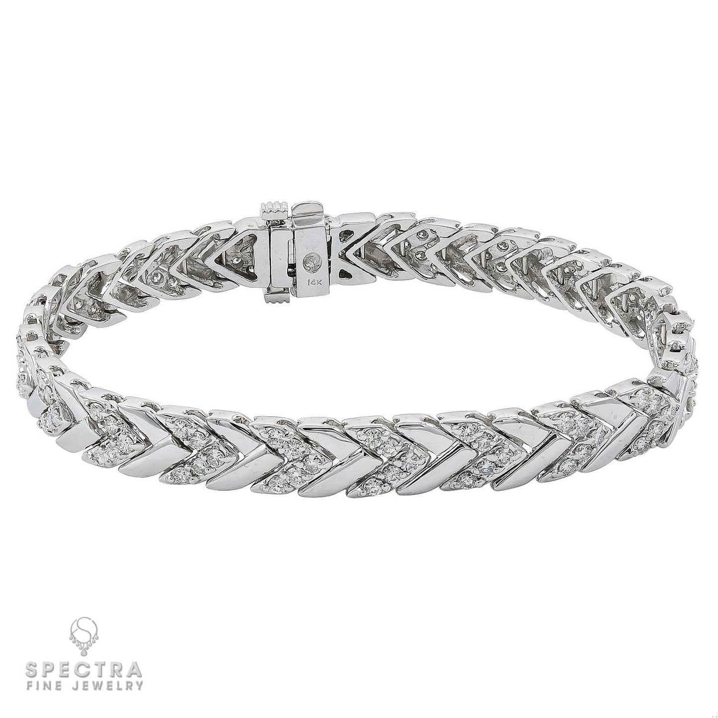 Alternating Diamond and 14kt White Gold Bracelet