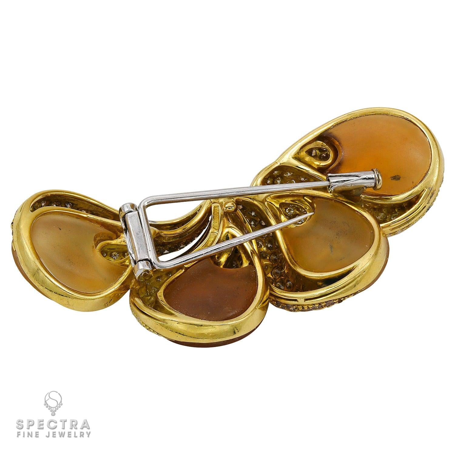 Ambrosi 18K 2Tone Gold Pin: Diamonds, 6.55ct Gemstones