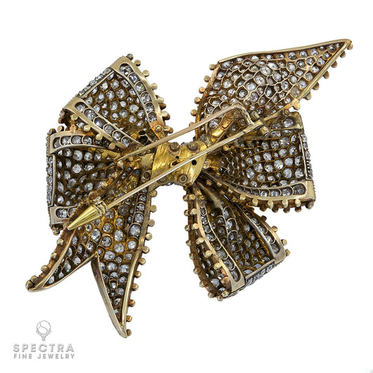 Antique Victorian Diamond Pave Bow Brooch