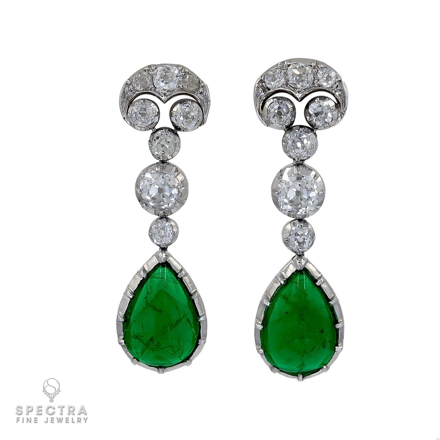 Art Deco Emerald Diamond Drop Earrings