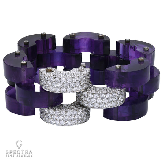 Aletto Brothers Carved Amethyst and Diamond Bracelet