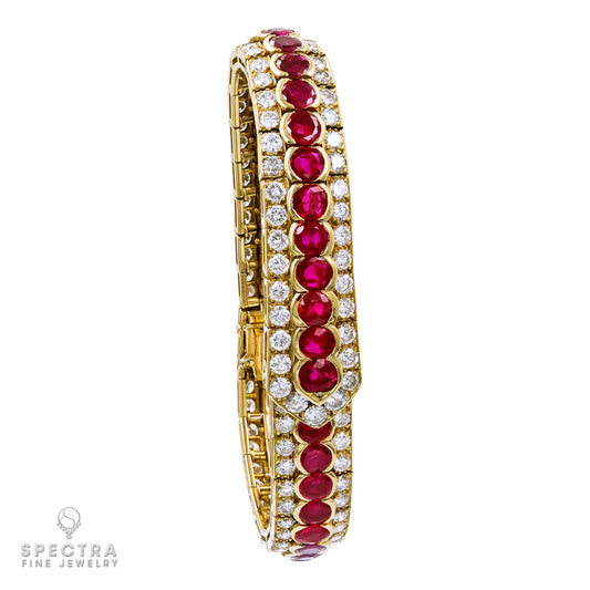 Ruby and Diamond Bracelet Inspired by French Haute Joaillerie and Art Moderne