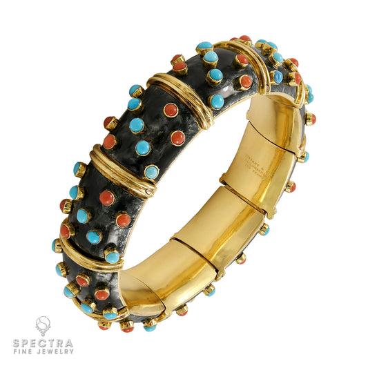 Tiffany & Co. Schlumberger® Vintage Turquoise Coral Bangle Bracelet
