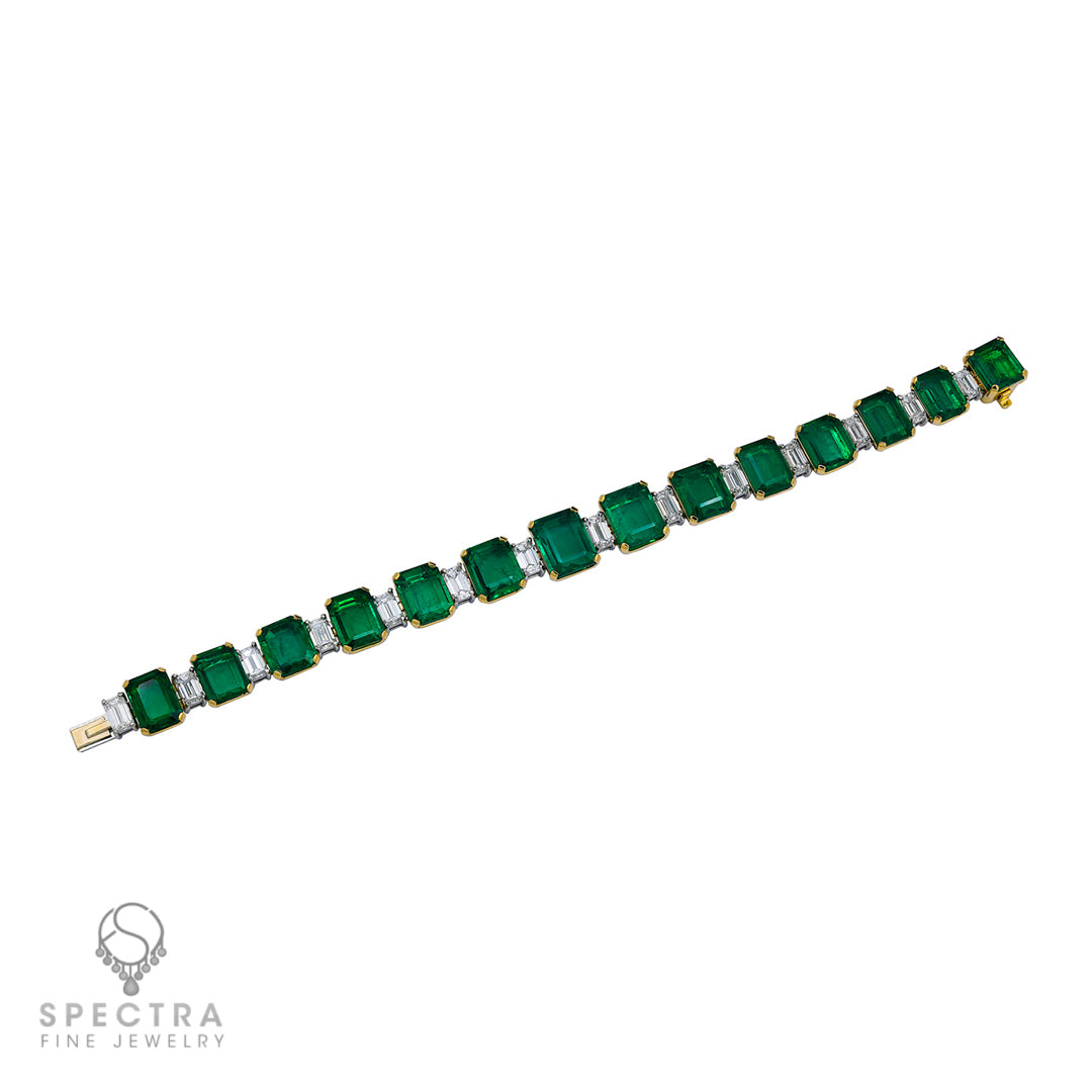 Spectra Fine Jewelry Emerald Diamond Riviere Bracelet